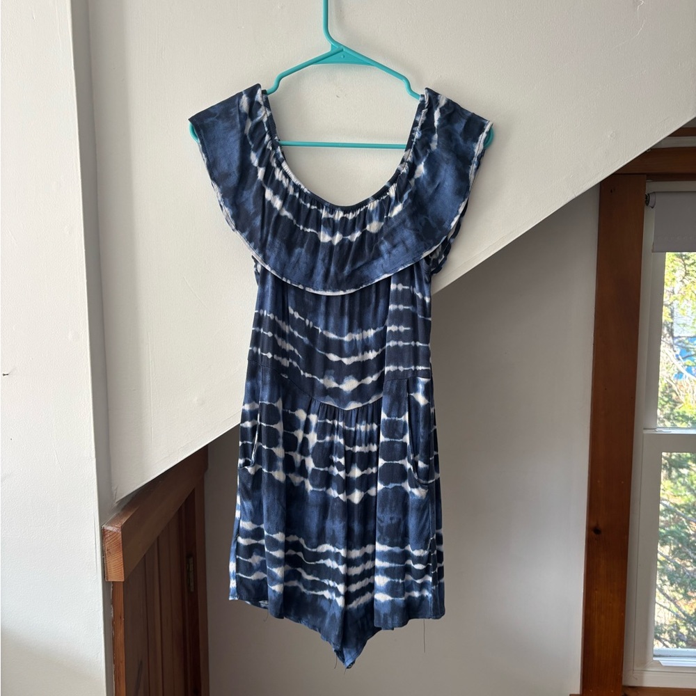 Blue and White Tie-Dye Romper